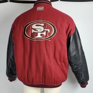 Vintage NFL San Francisco 49ers Leather & Wool Varsity Jacket Size Large